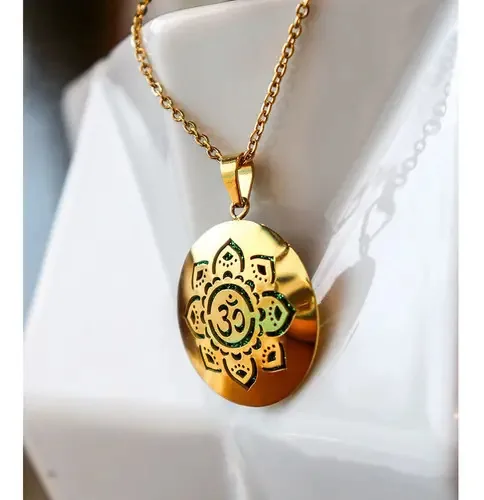 Colar Difusor Pessoal Dourado Aromaterapia Óleos Essenciais