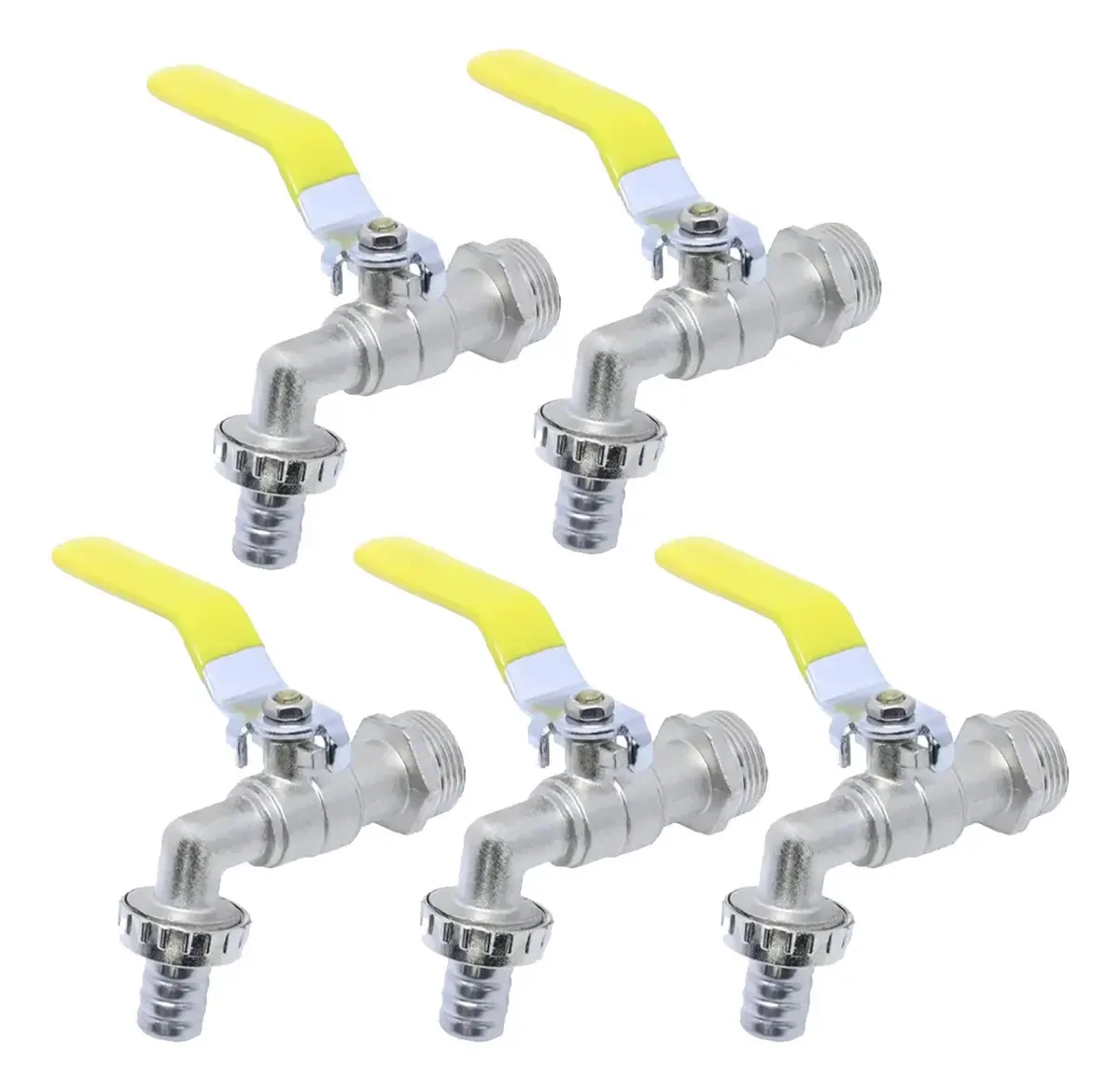 Kit 5 Torneiras Para Jardim Esfera De Metal 1/2 Polegada Oz Cor Prateado