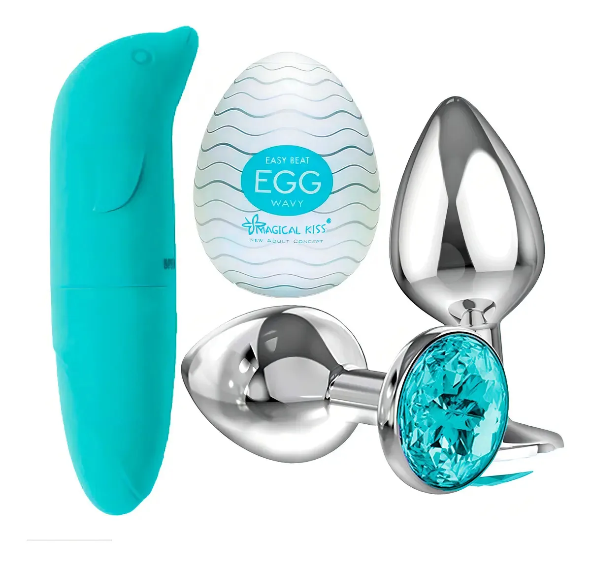 Kit Vibrador Golfinho Hot Abuse 3 Peças Silicone Pilha