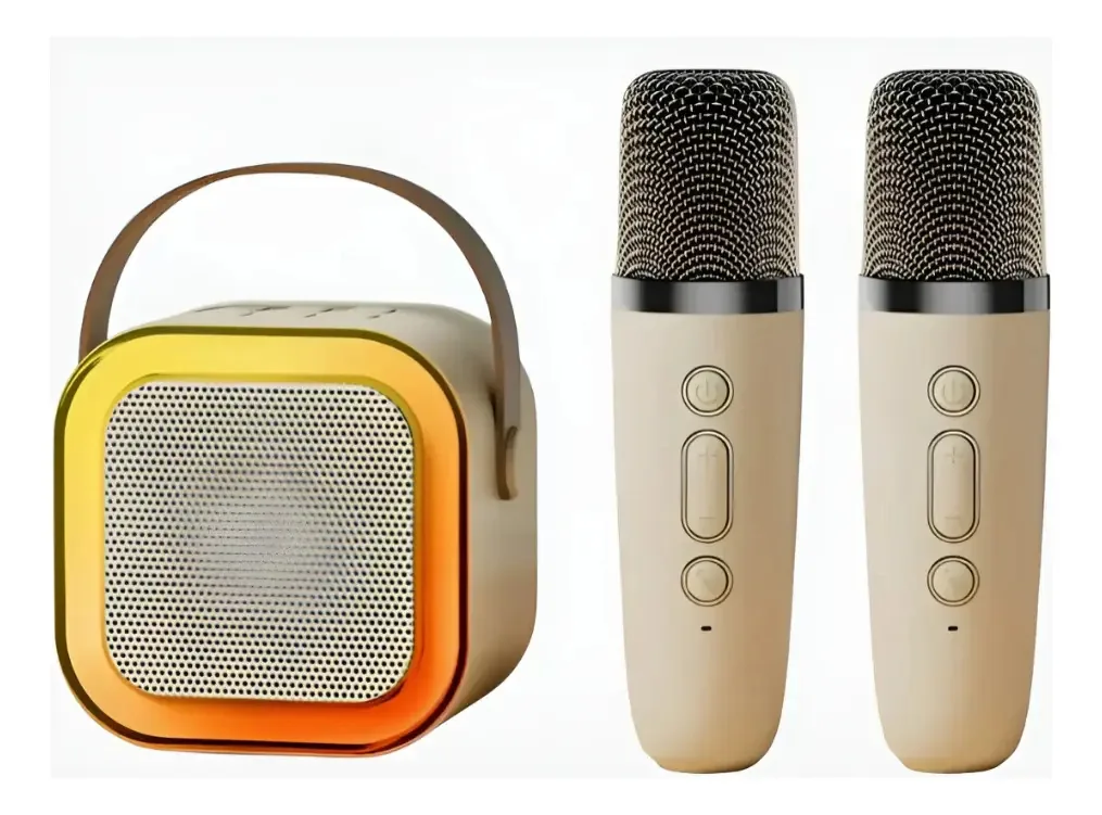 Caixa Som Bluetooth Mini Karaokê Com Microfone Infantil-bege