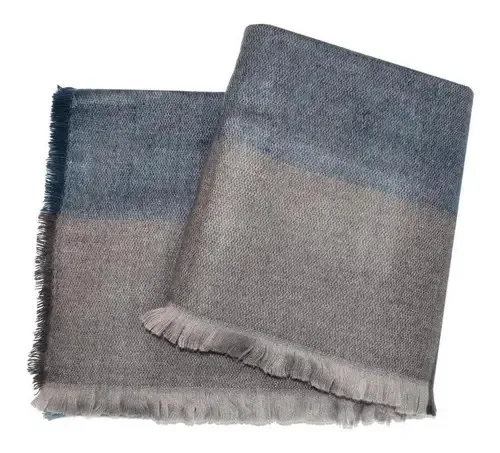 Manta Em Jacquard C/ Franjas Xadrez Cinza - Artex