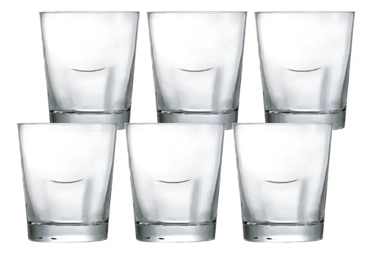 Jogo Copos Whisky De Vidro 320ml 6pçs Conjunto Copos Begônia Cor Transparente