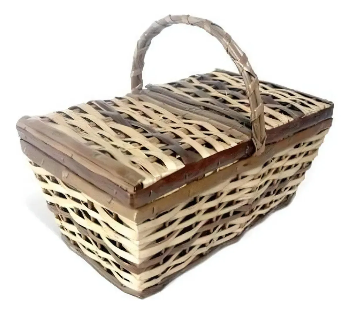 Cesta De Piquenique Vime Pequena 30x20x14 Com Tampa