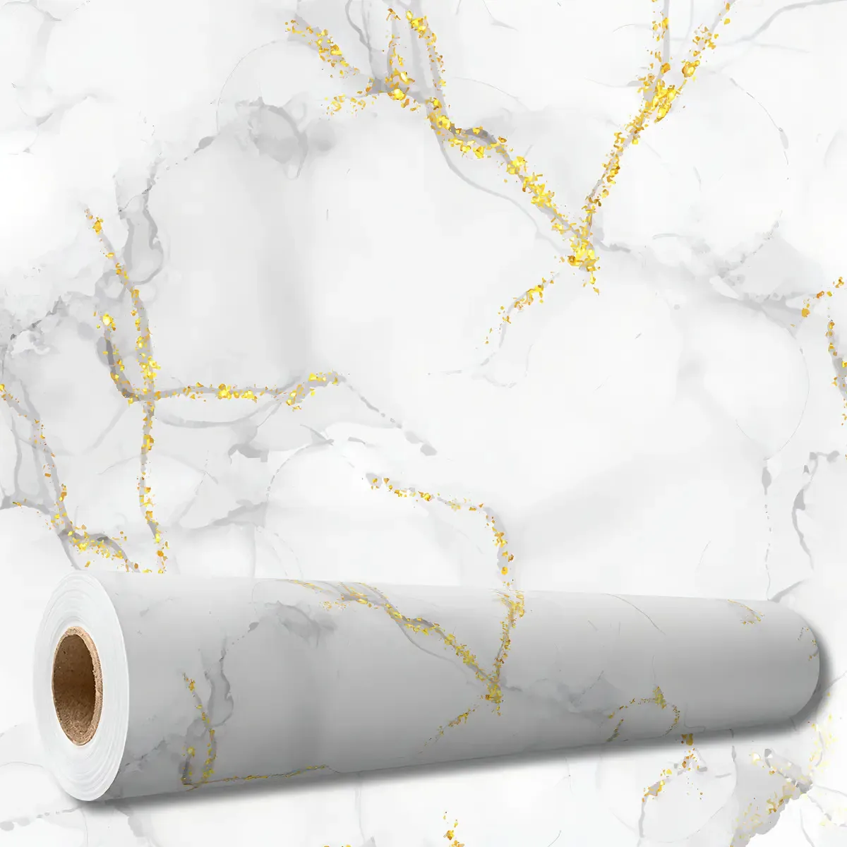 Adesivo Decorativo 5 Metros Papel Parede Mármore Dourado Cinza Carrara Cozinha Banheiro Lavável