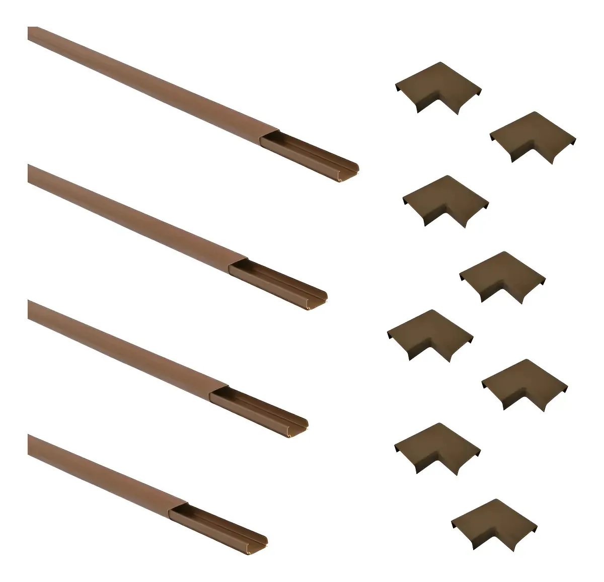 4x Perfil 20x10mm Mogno Durin 2 Metros + 8 Cotovelos Planos