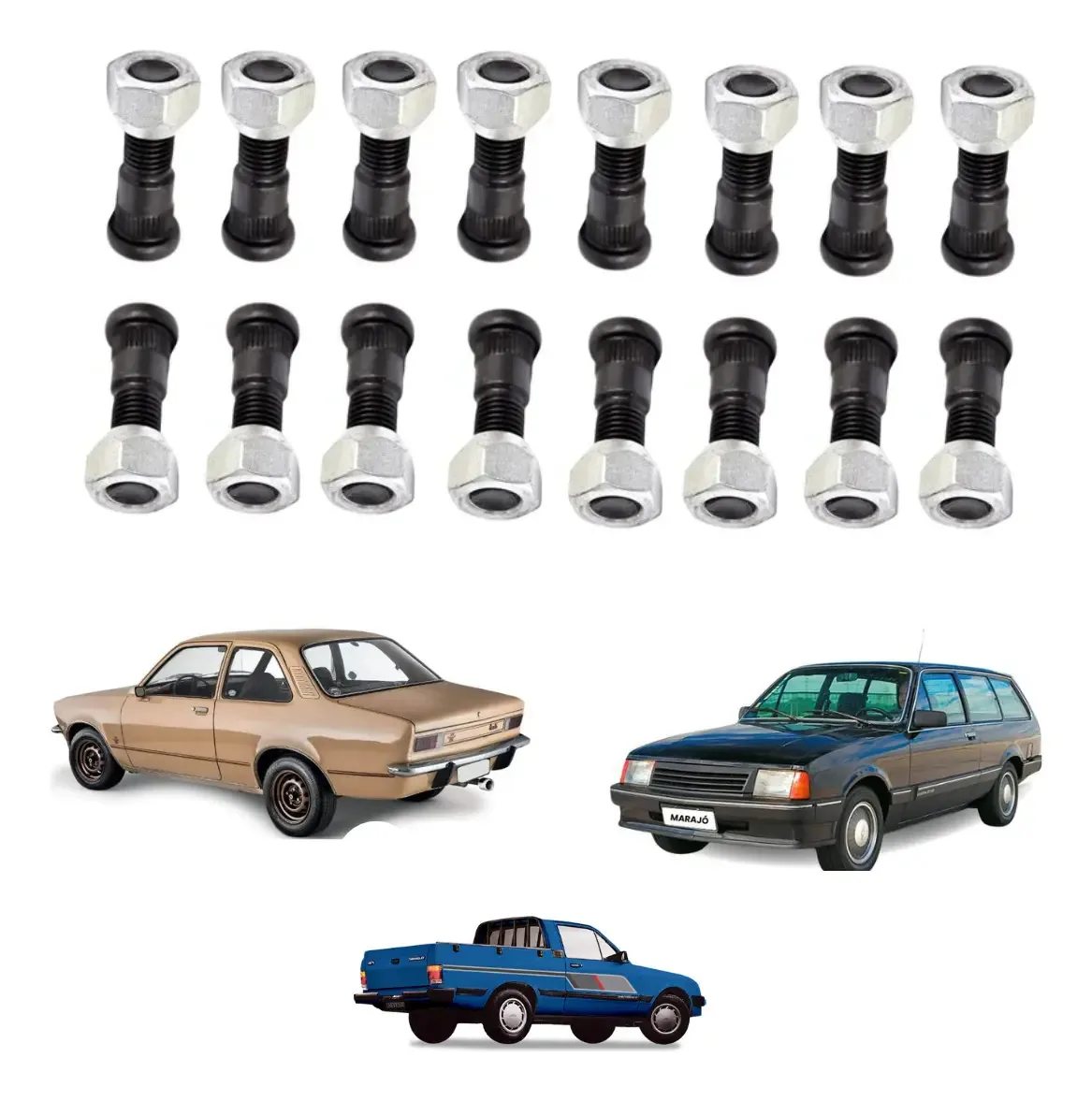 Kit Com 16 Prisioneiros 16 Porcas Chevett Chevy Marajo Tds