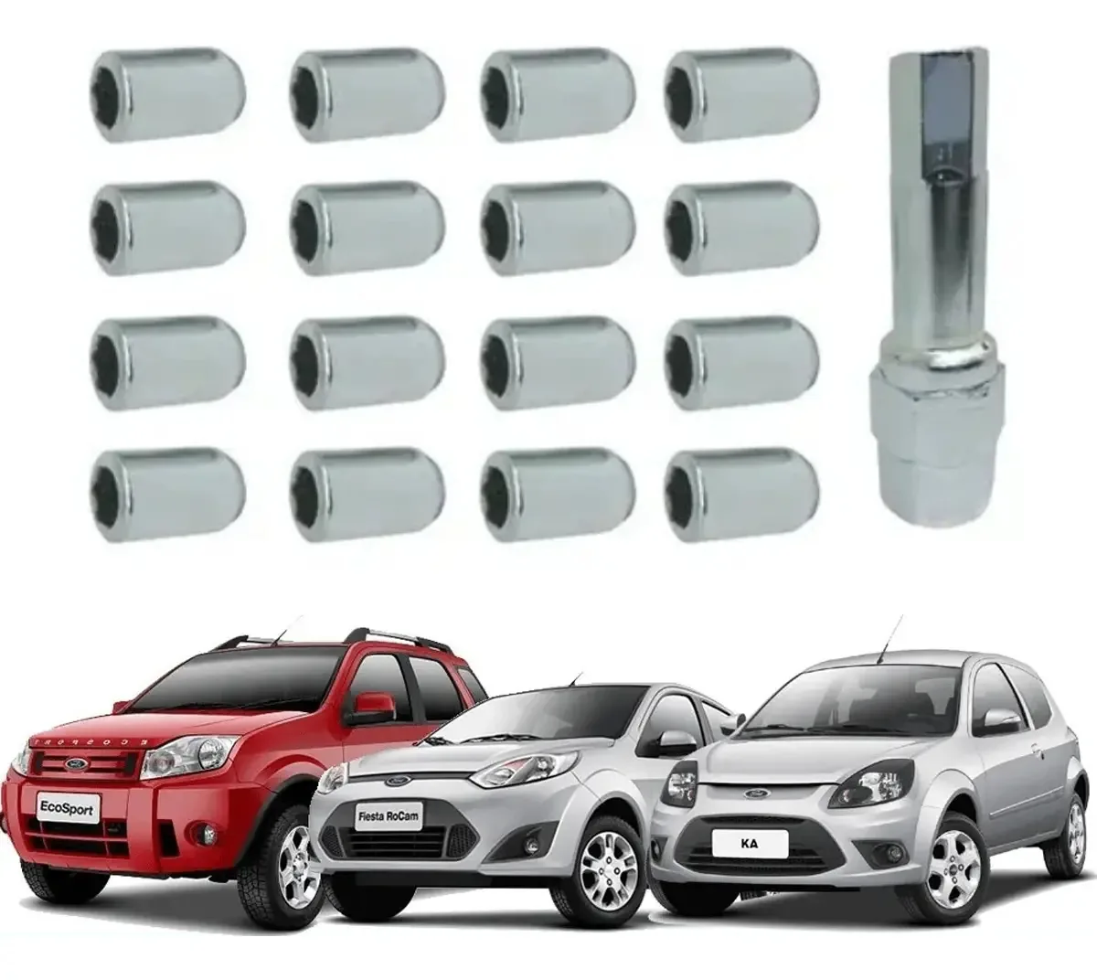 Jogo 16 Porcas Souzakits Chave Zincada Ford Ka Fiesta Ecosport Esportivas