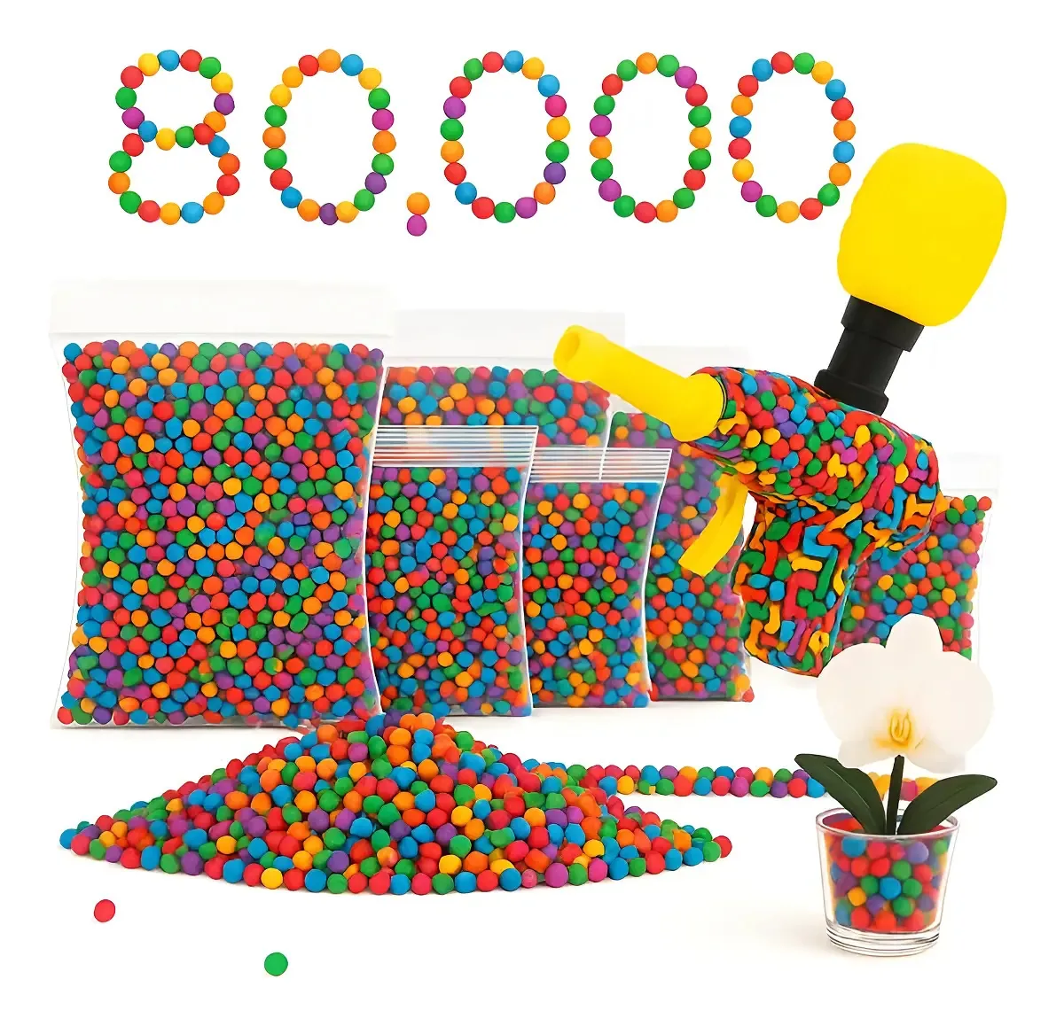 Kit de Bolinhas de Gel Orbeez Coloridas para Plantas e Brinquedos de 7 a 8mm