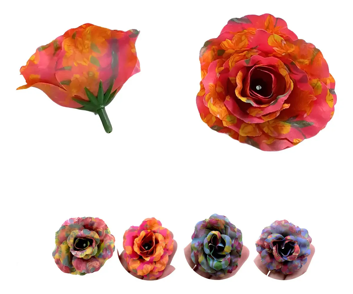 25 Aplique Flor Tecido Estampado Chita 60mm Full Cor Pink