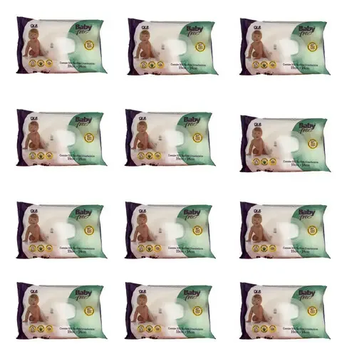Kit Com 12 Toalhas Umedecidas Babyfree 100 Unidades