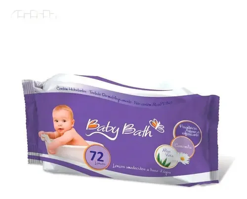 Toalhas umedecidas Baby Bath Lenço Umedecido 72 u