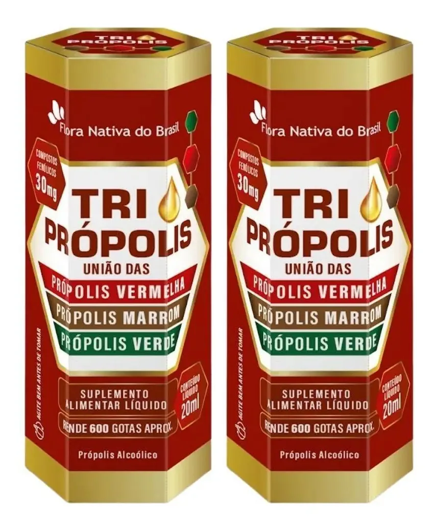 Kit 2x Tri Própolis Em Gotas Própolis Vermelha, Verde E