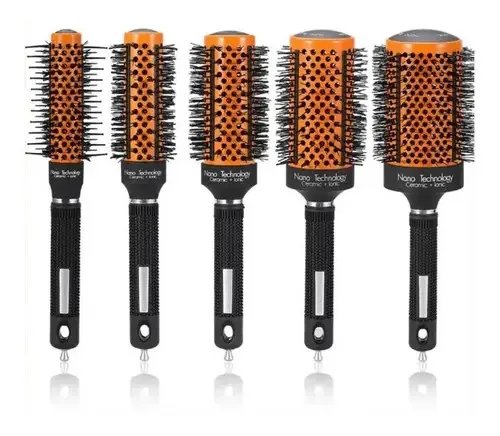 Kit 5 Escovas Profissionais Cabelo Cabeleireiro Laranja
