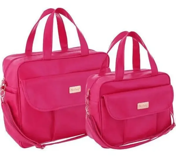 Kit Bolsa Maternidade Enxoval Bebê Plike Baby Rosa Escuro