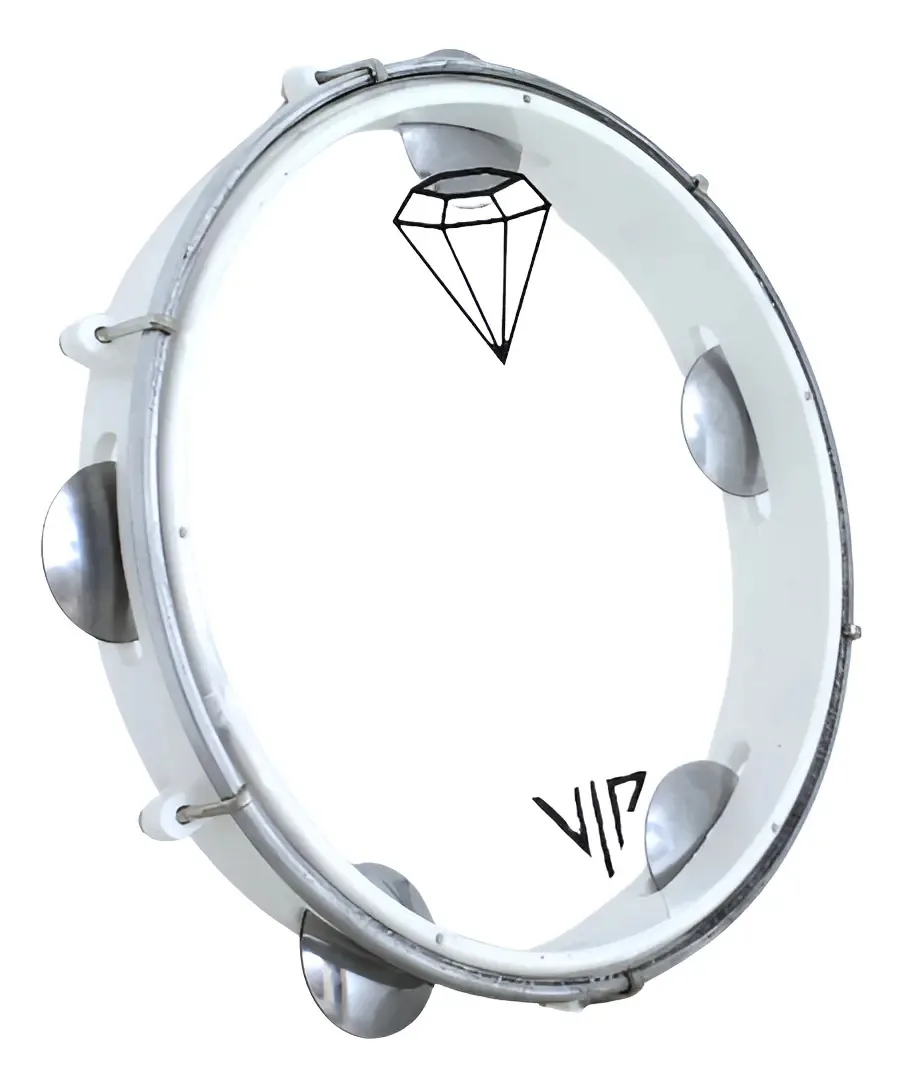 Pandeiro 10 Profissional Diamante Cristal Transparente Abs Cor Branco
