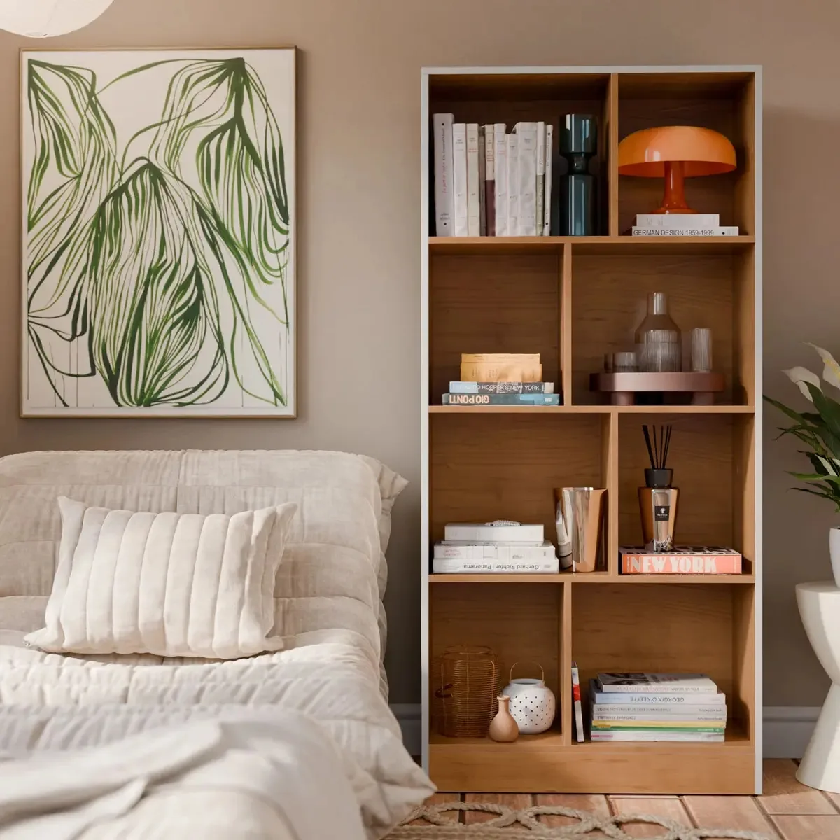 Livreiro Estante Para Livros Decoração e Organizador Blue Moby - Cor Branco/Nature