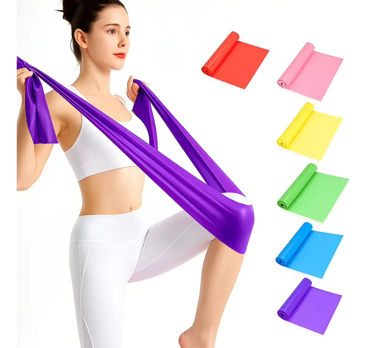 Kit 3 Faixas Elásticas Band Fisioterapia Exercício Cor Lilás