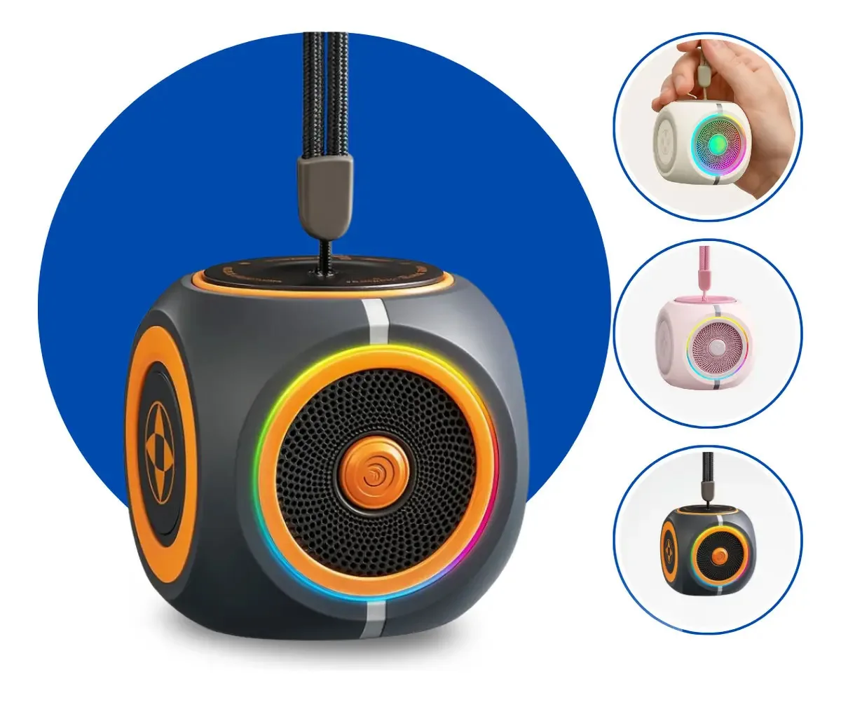 Caixa de Som Portátil Epsilon Eps-c360 Preto Bluetooth com Luzes LED e Áudio HD