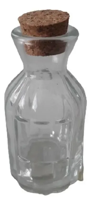 Kit 6 Garrafa Vidro Ondulado 50ml Tampa Rolha Cortiça Pote