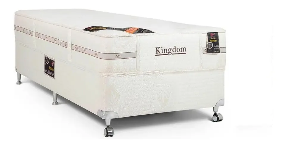 Box + Colchão Castor Solteiro Kingdom Aloe Vera 88x188x59cm