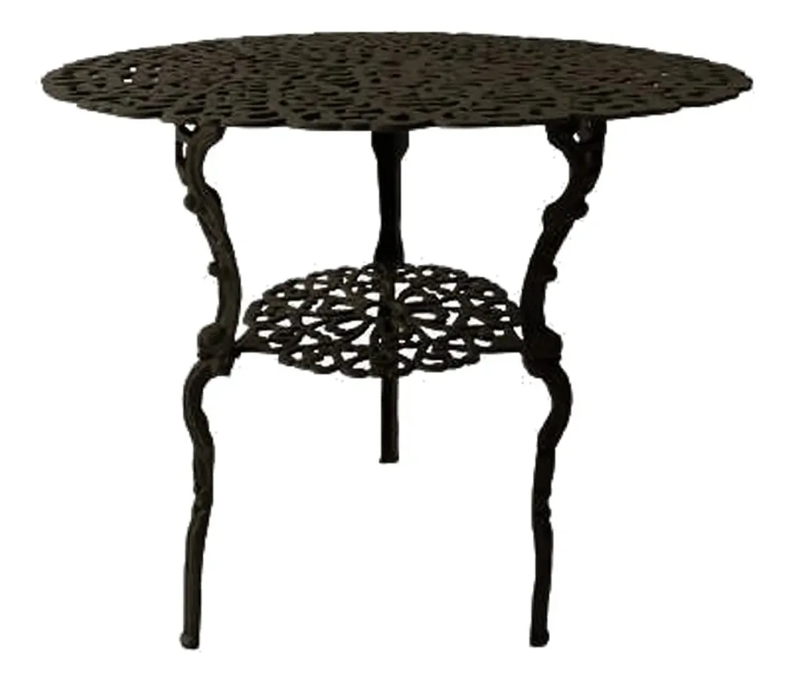 Mesa Para Jardim Viena De Alumínio Fundido 80cm Área Externa Cor Preto
