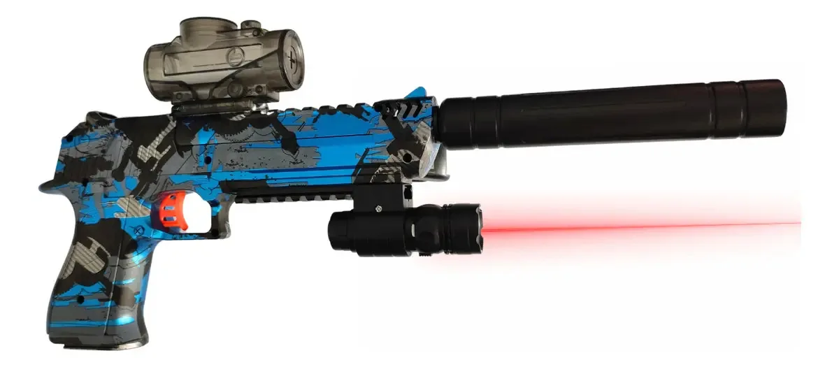 Arminha De Bolinha De Gel Brinquedo Metralhadora Arma Ak47 Cor Desert Azul Com Laser