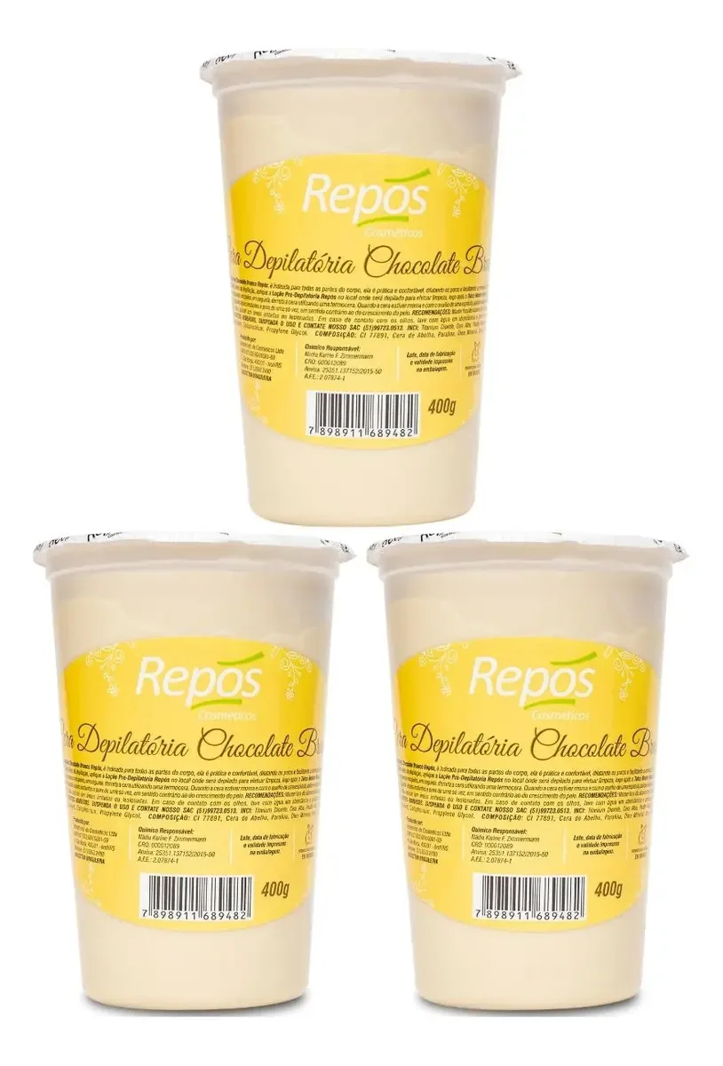 Cera Depilatória Elástica Repos 1,200Kg - Chocolate Branco