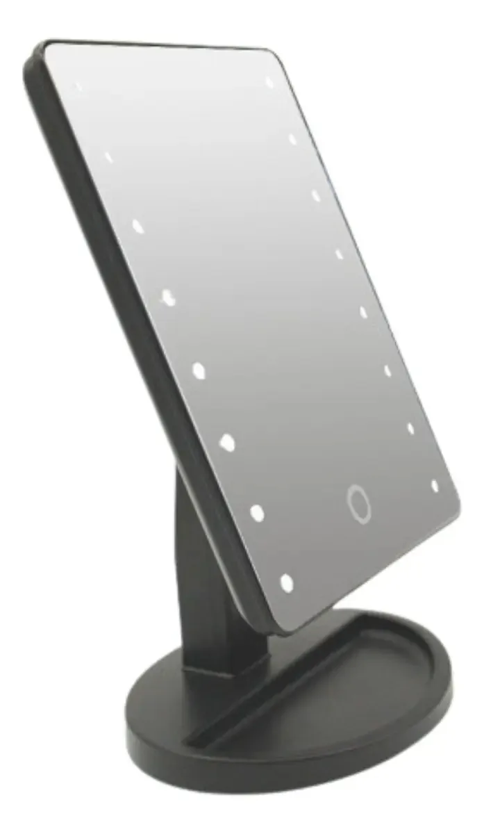 Espelho Grande Iluminação Led Porta Maquiagem 360 De Mesa Tom Da Maquiagem Preto Espelho-led