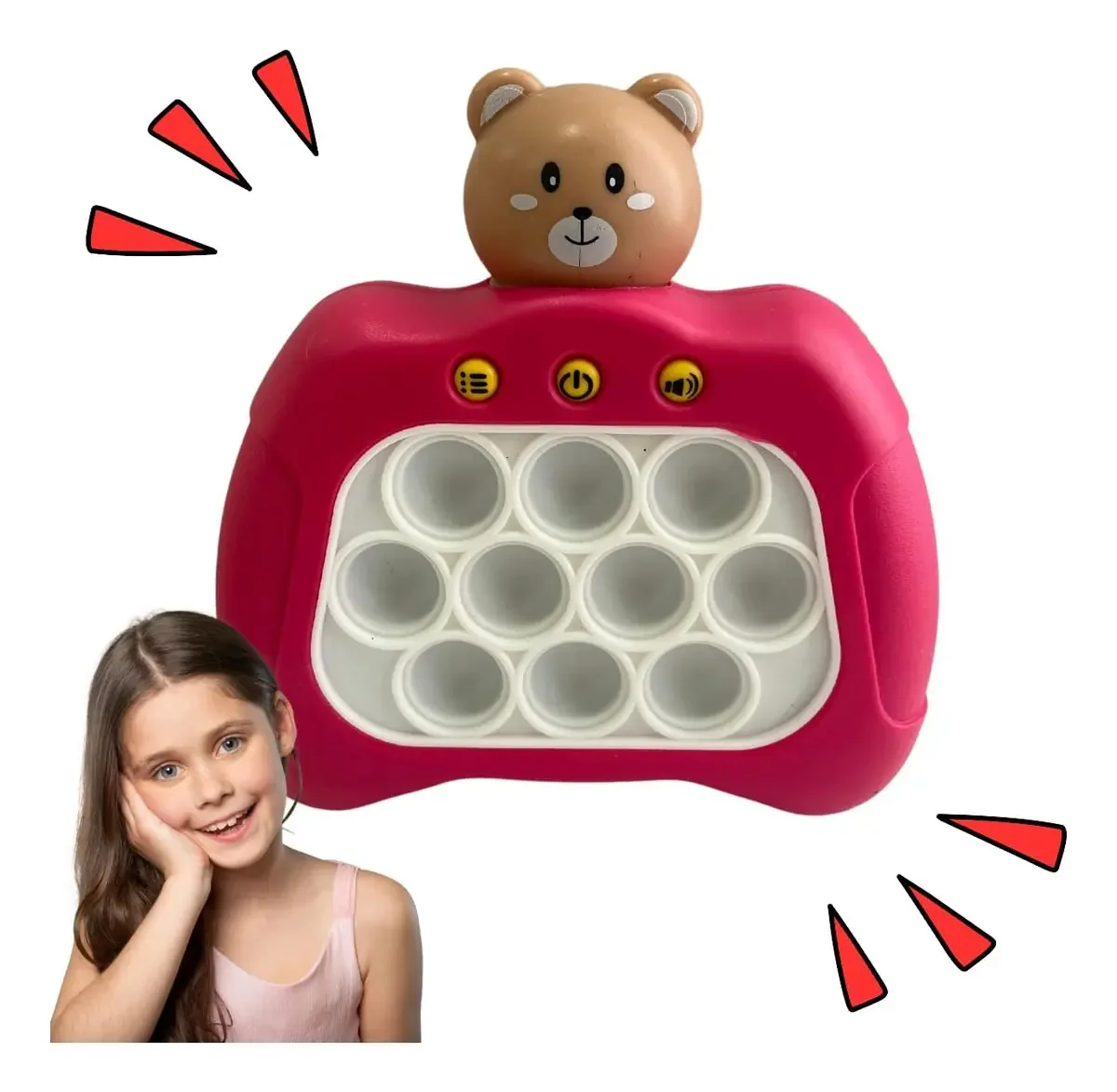 Pop It Finger Pressure 205a Design Ludico Ursinho Rosa E Branco