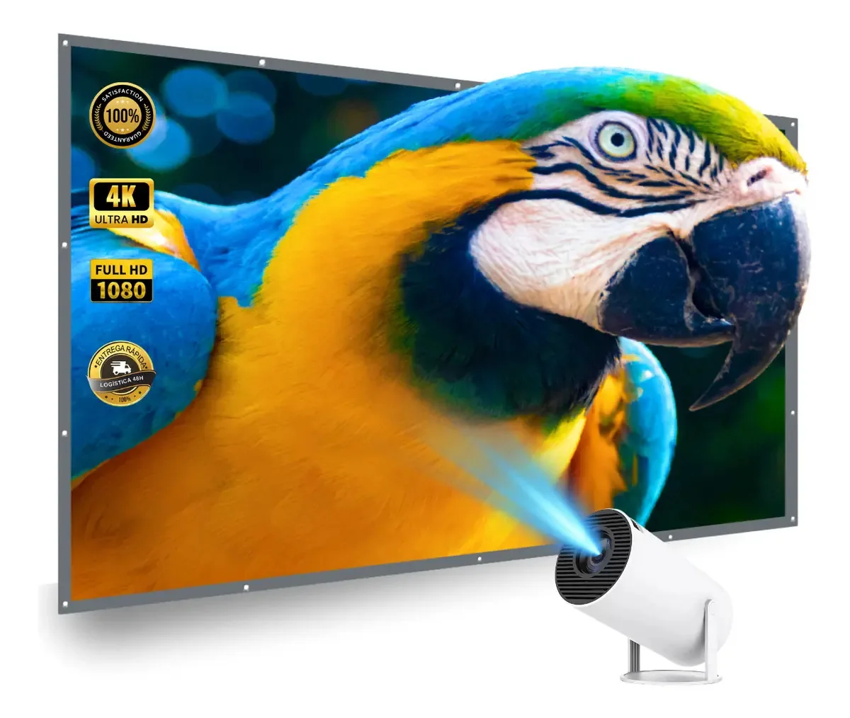 Tela de Projeção 150'' Telas Aquino Matte White 16:9 Ilhós Não Retrátil