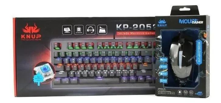 Kit Teclado Mecânico Gamer + Mouse Gamer Preto