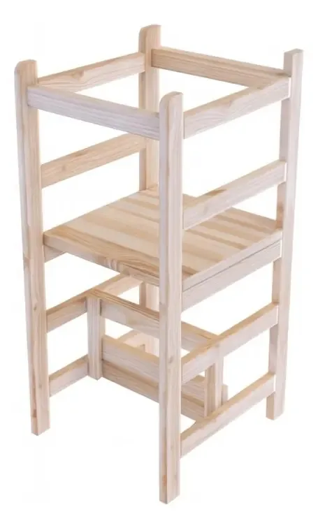 Torre Montessori Pinus Natural Para Desenvolvimento Marrom-claro