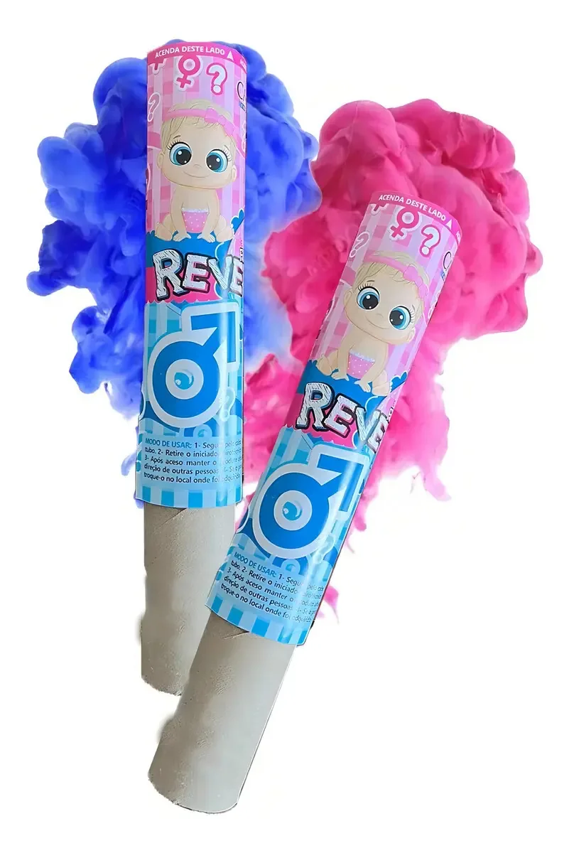 Fumaça Cha Revelação Bastão 20mm- Kit C/ 2- Menino Ou Menina Cor Azul