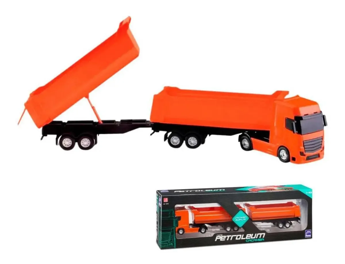 Caminhão Com 2 Caçambas Articuladas Petroleum Brinquedo Roma