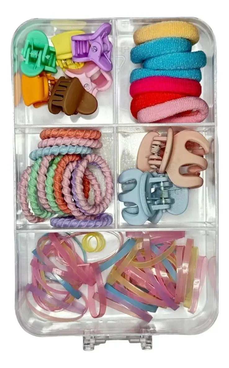 Kit xuxinha ligas elásticos e prendedores cabelo infantil sortido
