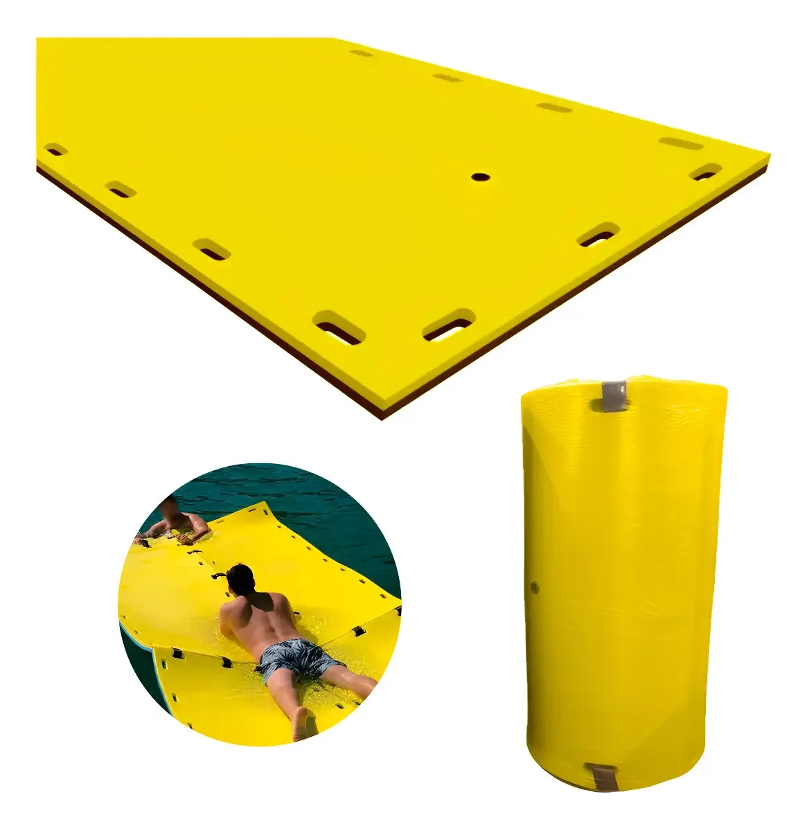 Prancha Tapete Flutuante Natação Barco Hiate Gigante 6mx2m Cor Amarelo Mardek