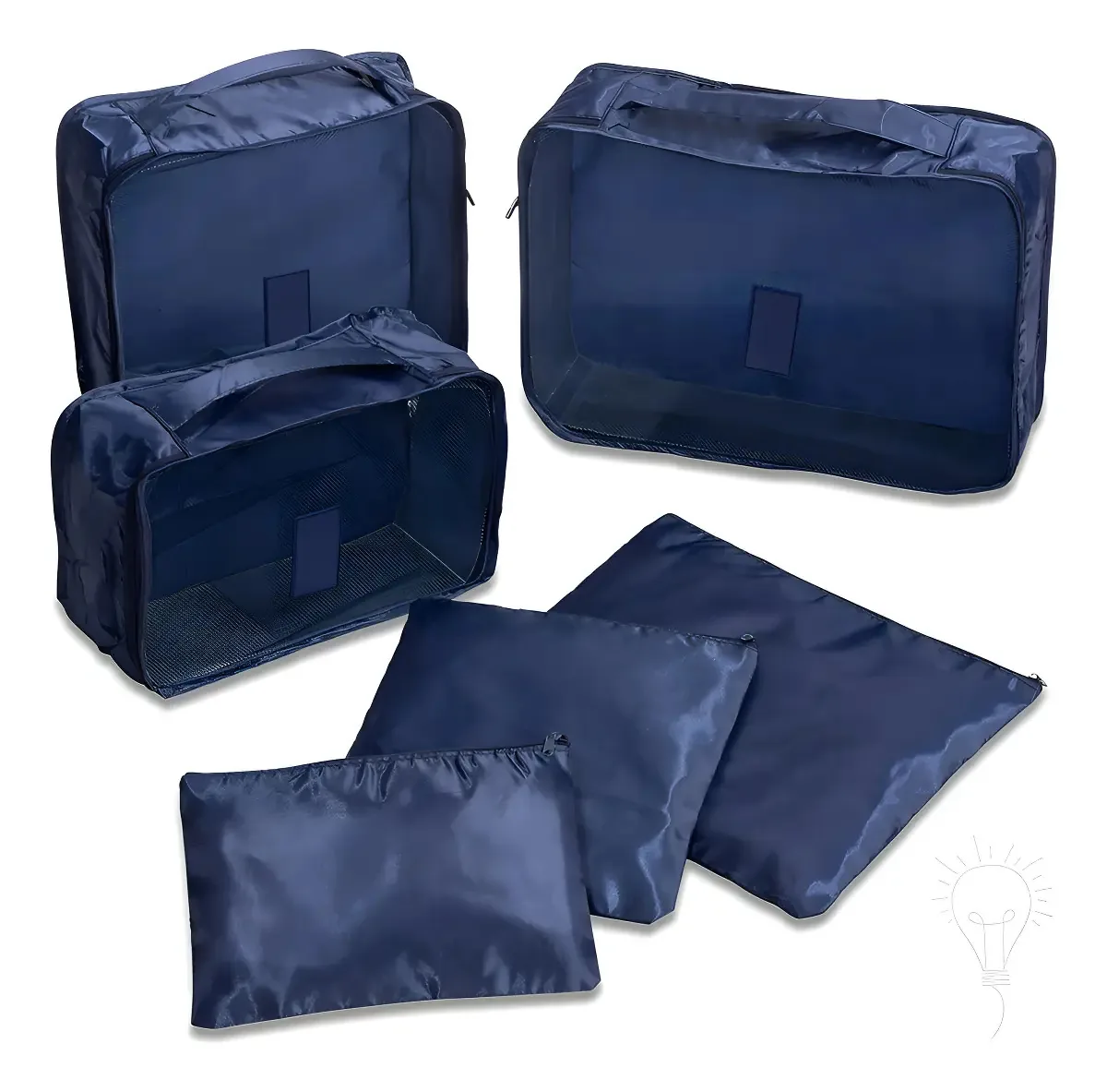 Kit Necessaire ARN 6 Azul Organizador de Bolsas e Malas Viagem