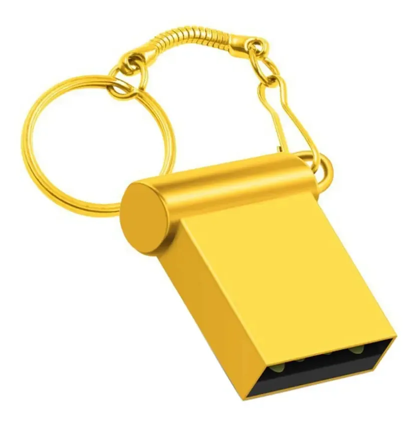 2 Pen Drives 16 Gb Mini Automotivo Chaveiro Usb 2.0 Cor Dourado