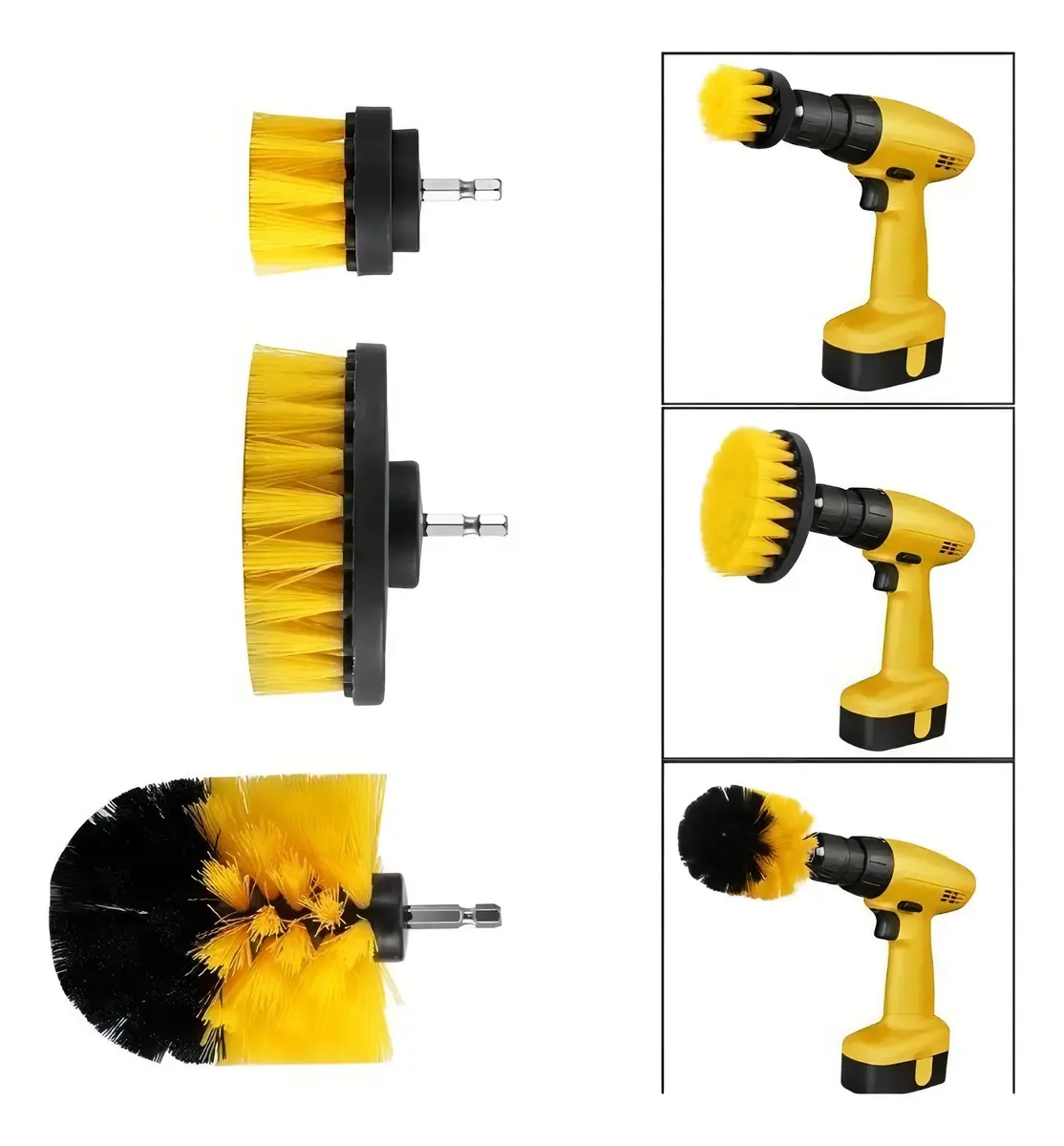 Kit 3 Escovas Rotativas YOZI Para Parafusadeira E Furadeira Limpeza