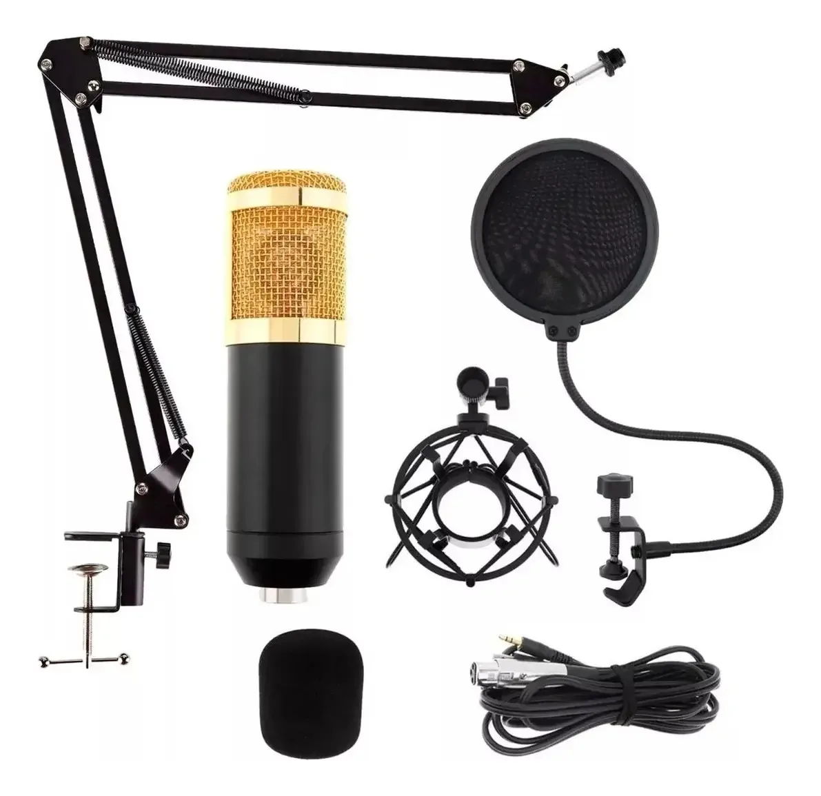 Kit Microfone Condensador Eps-610 Completo Estúdio Profissional Podcast Gravação