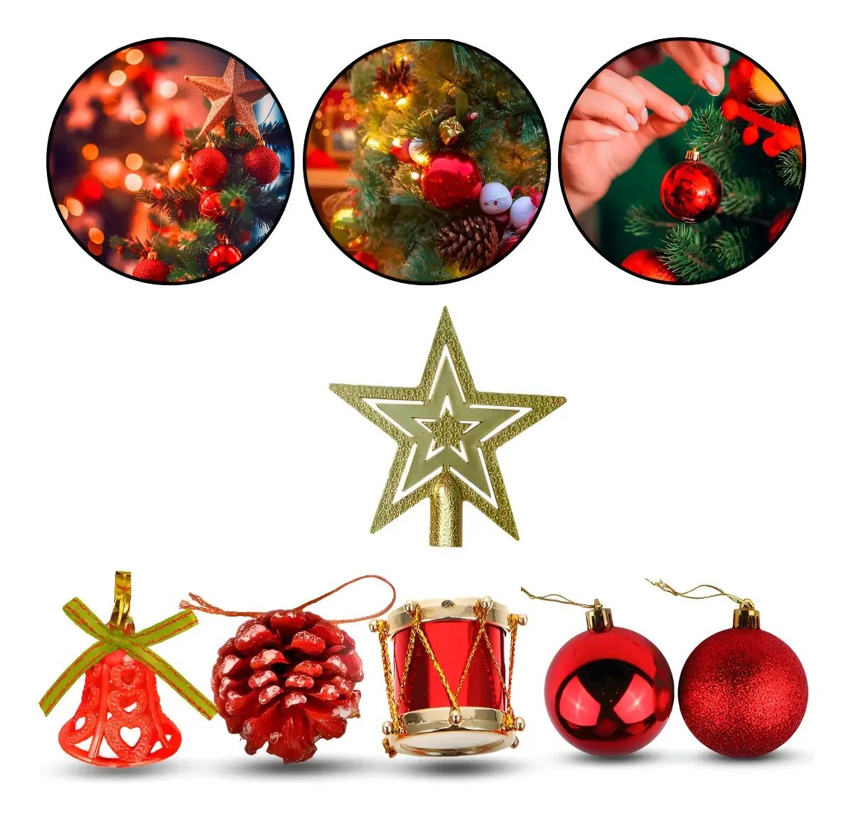 Kit 43 Enfeites Natalinos Decoração Festão Arvore De Natal Guirlanda Premium Casa Uno