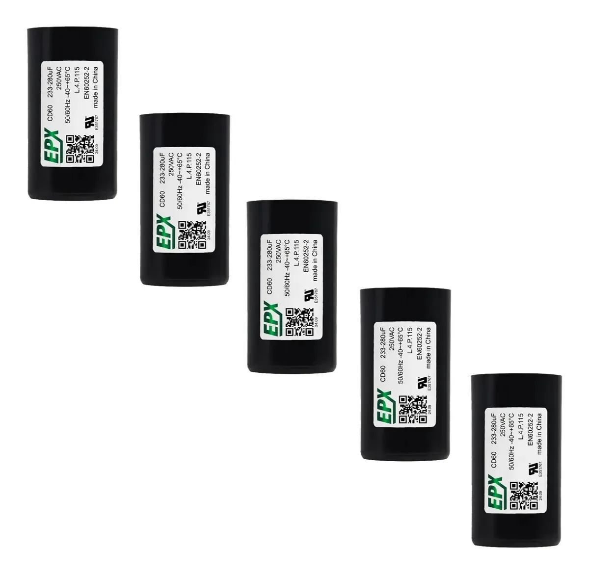 Kit 5 Capacitores De Partida Eletrolitico 233-280uf 250v