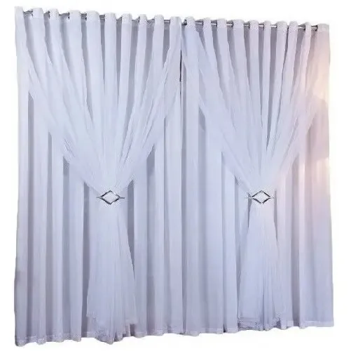 Cortina Voal Forro Microfibra 5 X 2,70 Branca Ilhos Cromado Cor Cortina Branca