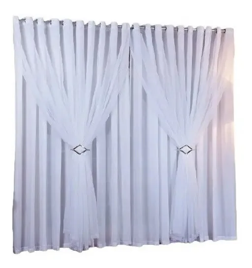 Cortina Voal Forro Microfibra 6 X 2,80 Branca Ilhos Cromado Cor Cortina Branca