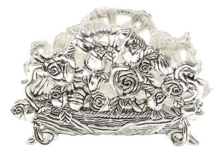 Porta Guardanapos De Zamac Rosas Prestige