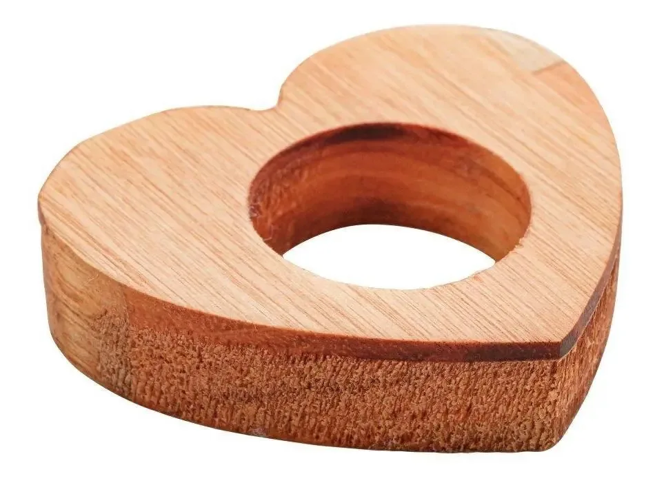4 Anéis Para Guardanapos Woodart Coração Liptus Natural