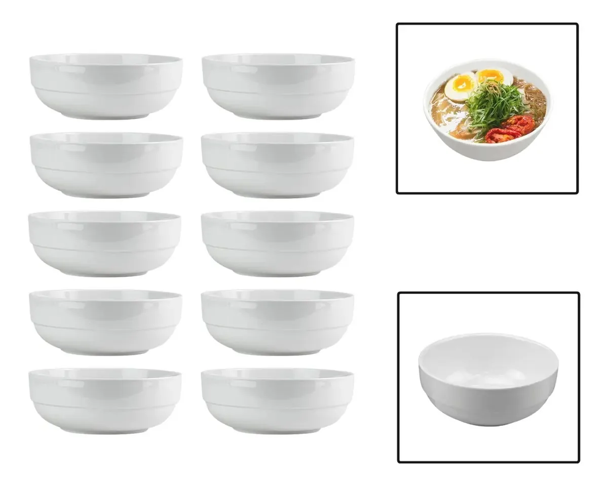 Kit 10 Tigelas Bowl 1150ml Melamina Cumbuca Sopa Salada