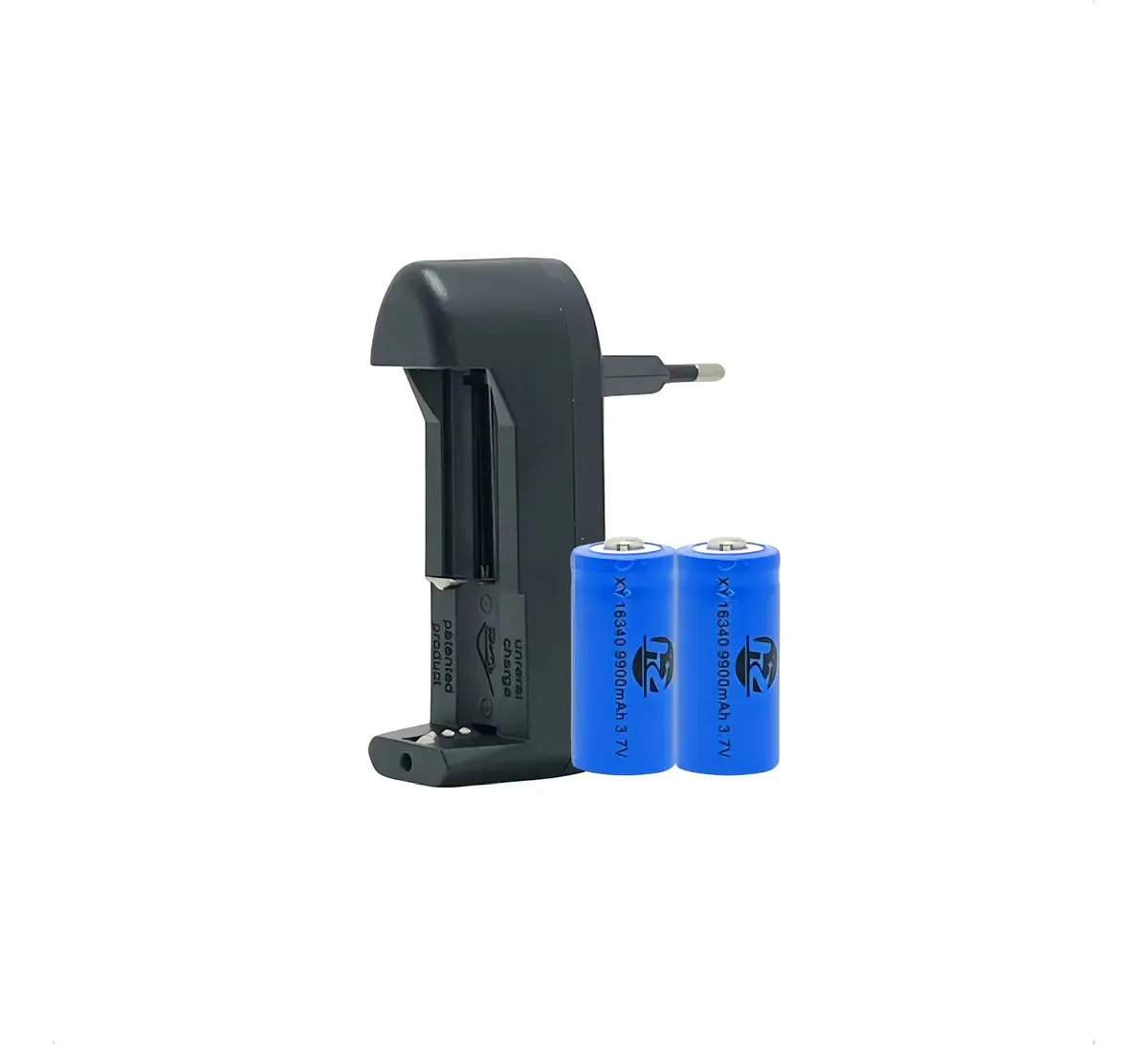 2 Bateria 16340 Cr123a Recarg + Carregador Ajustável Bivolt
