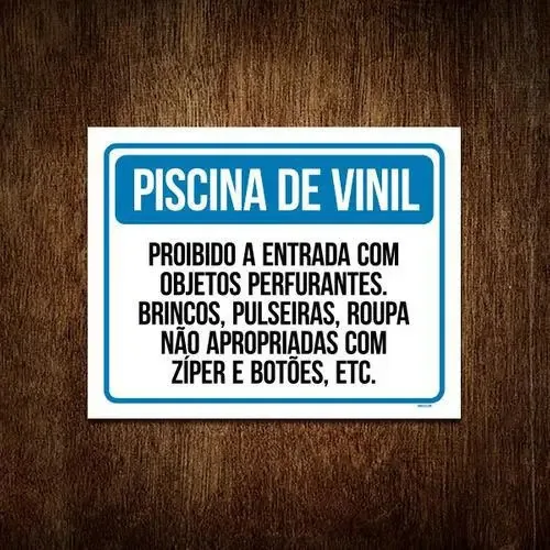 Kit 10 Placas Piscina Vinil Proibido Objetos Perfurantes