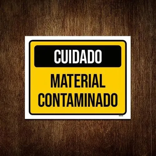 Kit 3 Placas De Sinalização Cuidado Material Contaminado